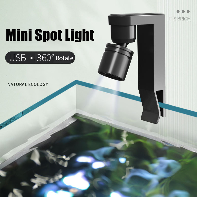 Aquarium Plant Light - Luz de abrazadera USB impermeable, foco