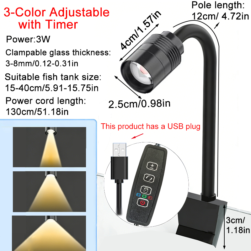 Lámpara LED USB de 3W para Acu - Aquarium Plant Light reseña y precio